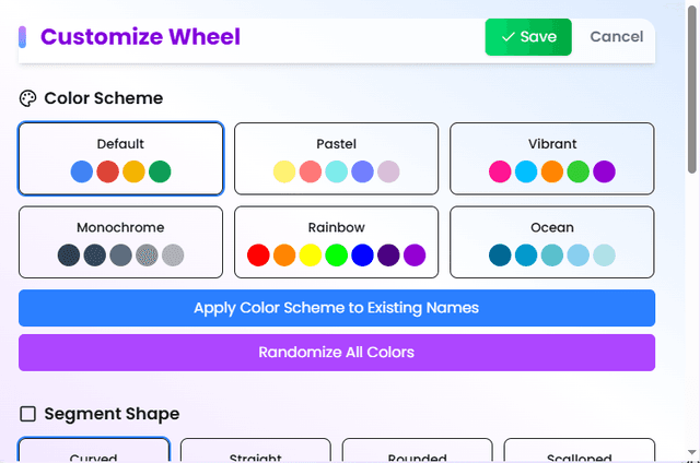 Wheel customization options